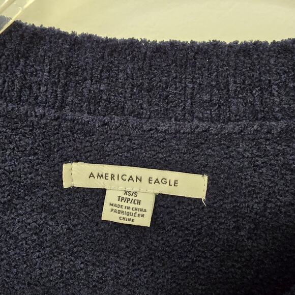 American Eagle Sweater XS/S Relaxed Navy Cream Stripe Crewneck Super Soft Womens - Picture 7 of 11